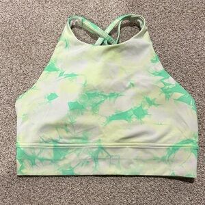 Lululemon Green and White Tie-Dye Sports Bra